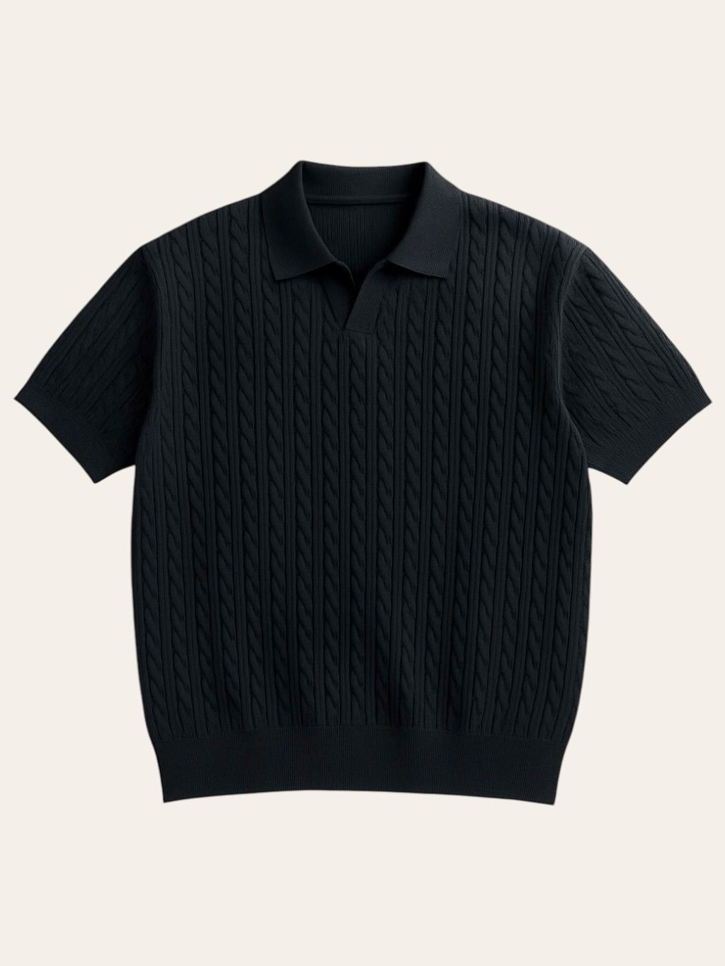 Cable knit polo shirt