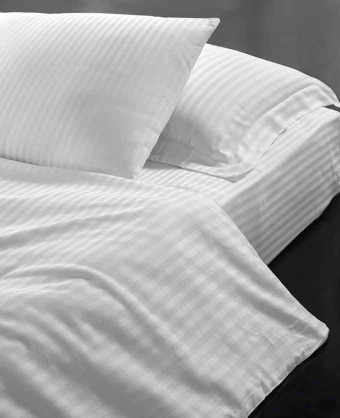 White sateen stripe bedding