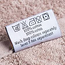 Garment care labels 100% cotton